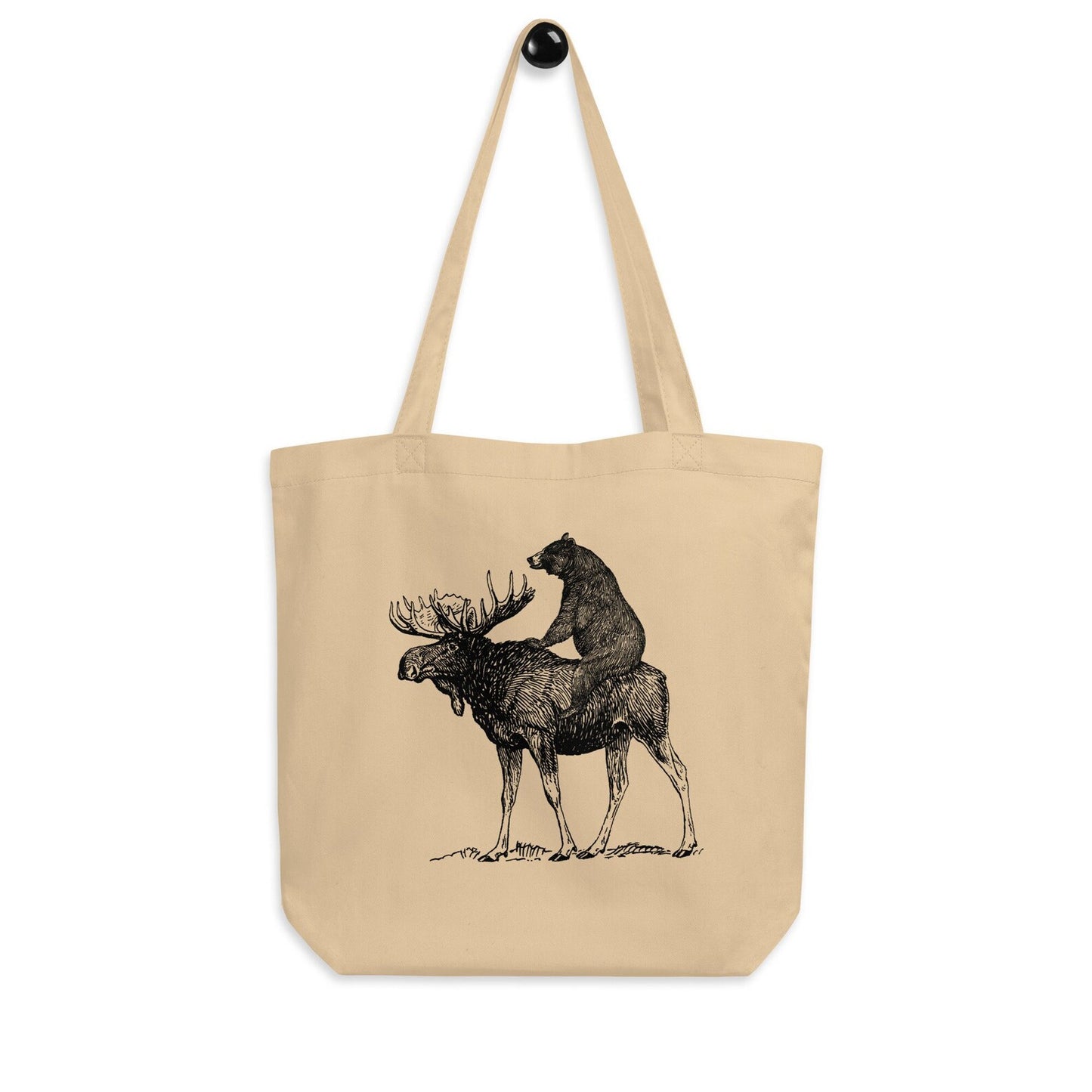 Mooseback Bear Tote Bag - Funny Maine Moose Gift Bag